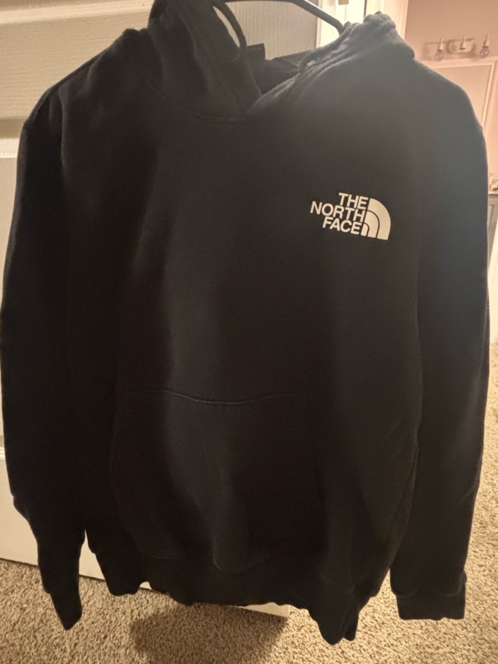 The North Face Men's Black Crewneck Hoodie with White Logo